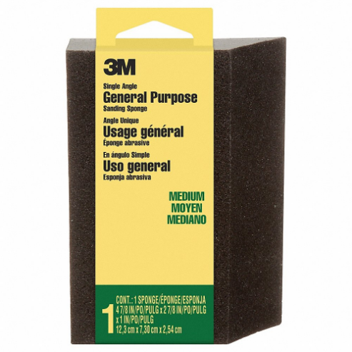 Single-Angle Sanding Sponge, 2 7/8 x 4 7/8 x 1 Inch Size, Aluminum Oxide, Medium, 24PK