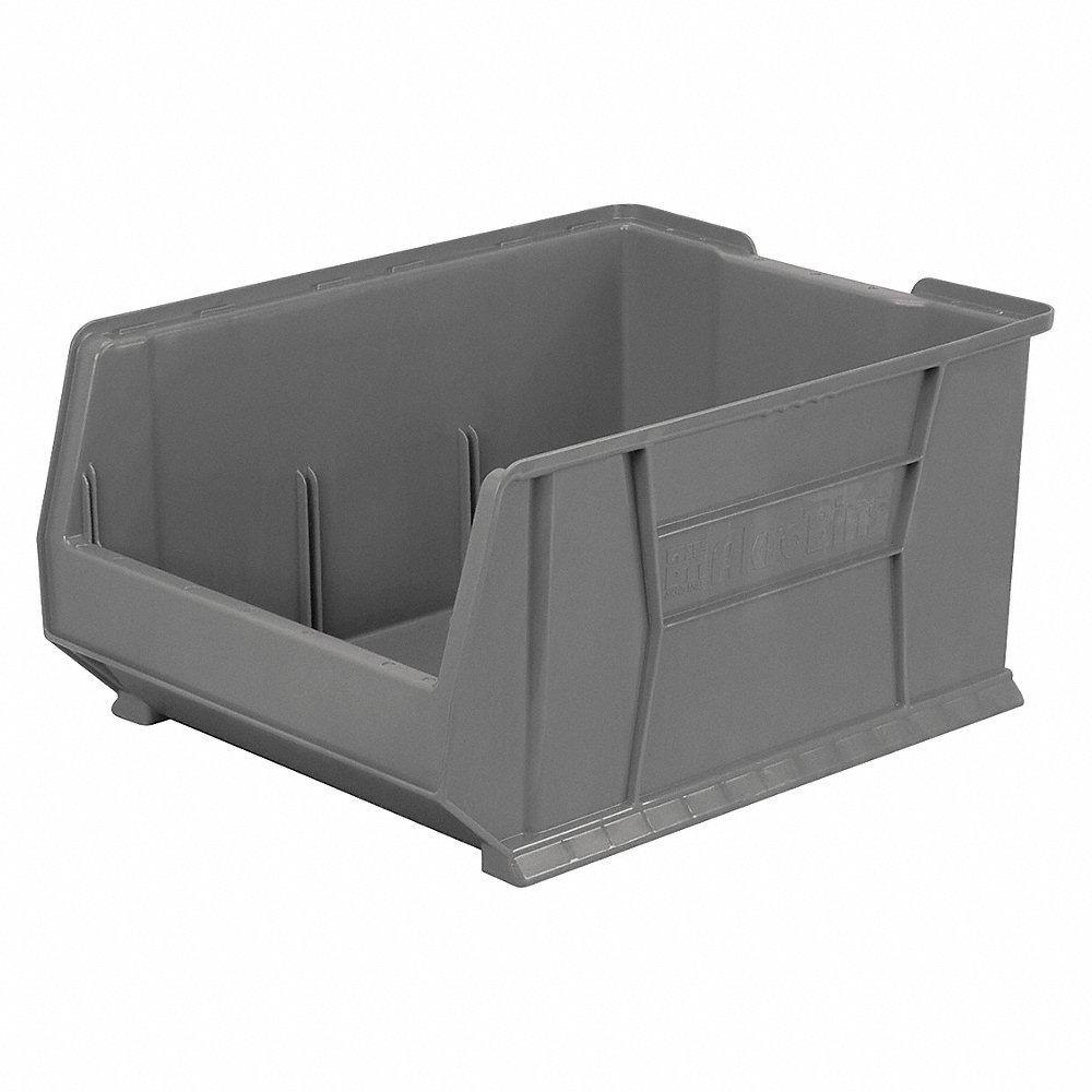 Super Size Bin, 23 7/8 x 18 1/4 x 12 Inch Size, Gray, Stackable