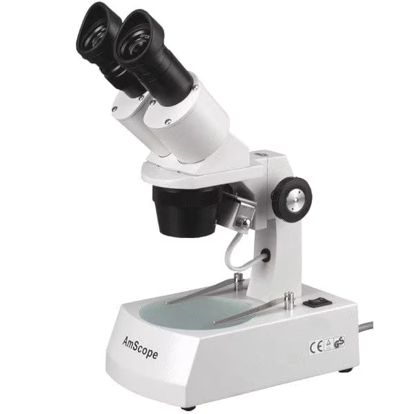 10X-45X Compact Multi-Lens Stereo Microscope, Angled Head, Track Stand