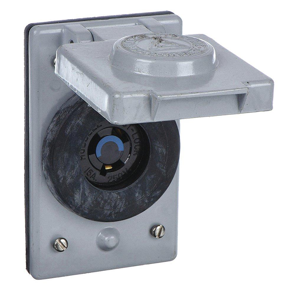 Weatherproof Cover with Receptacle, 4 9/16 Inch Height, 2 13/16 Inch Width, Gray