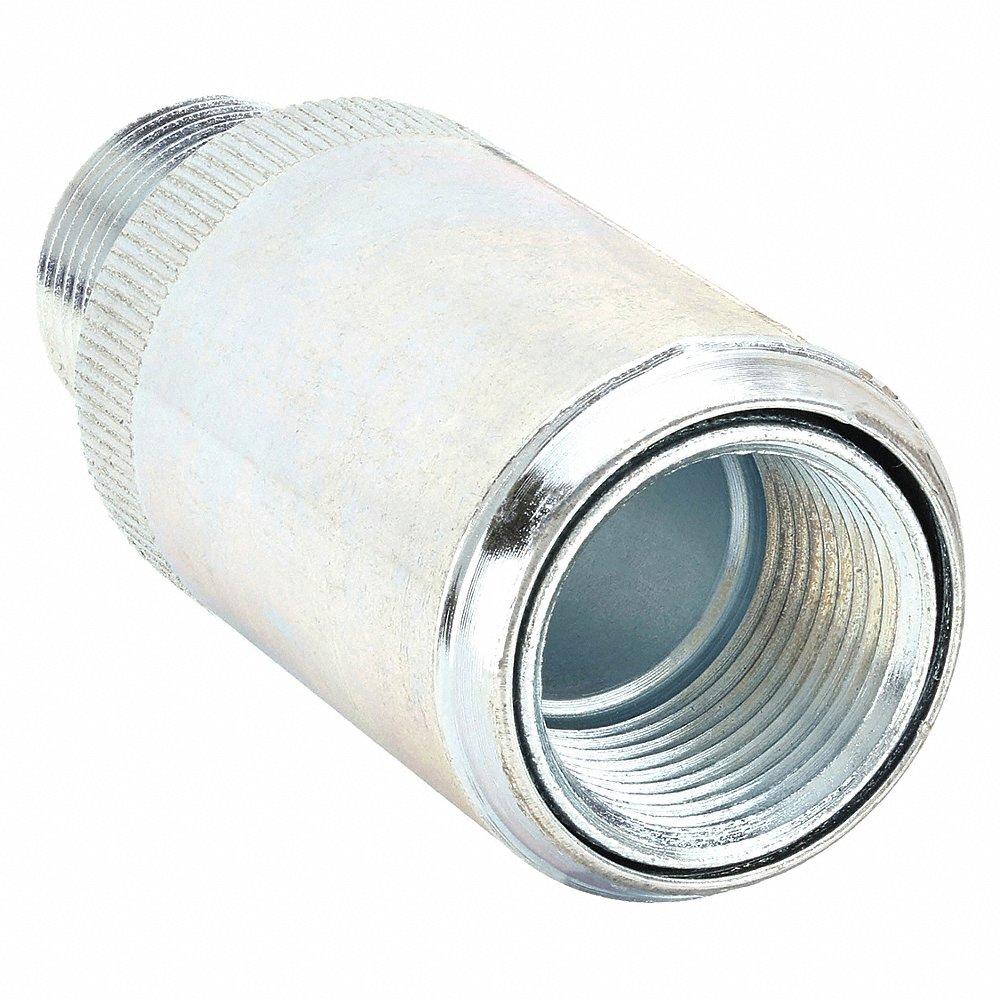 Expansion Union, Conduit to Box, Electroplated, 1 Inch Trade, Female to Male, Steel