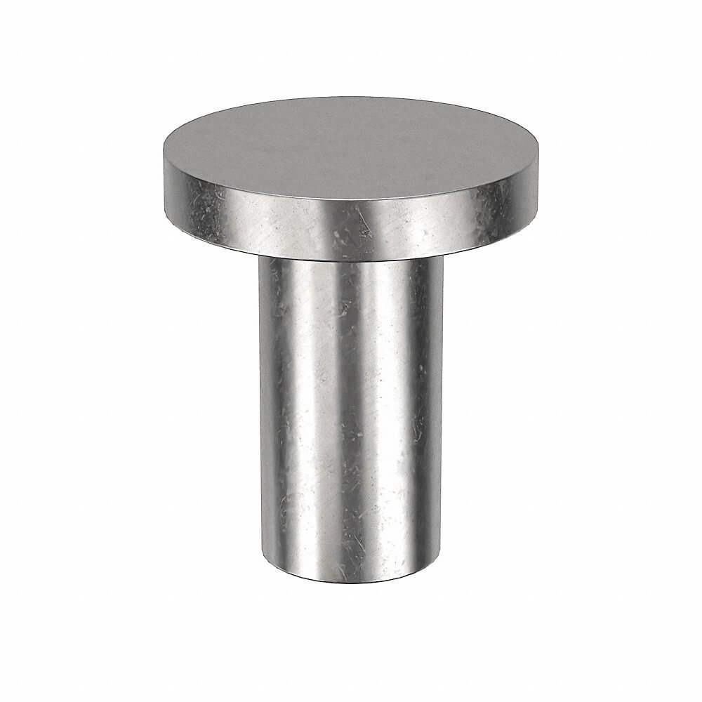 Solid Rivet, Flat, SS, 1 1/2 In Lg., 1/4 In Rivet Dia., Plain, 25PK