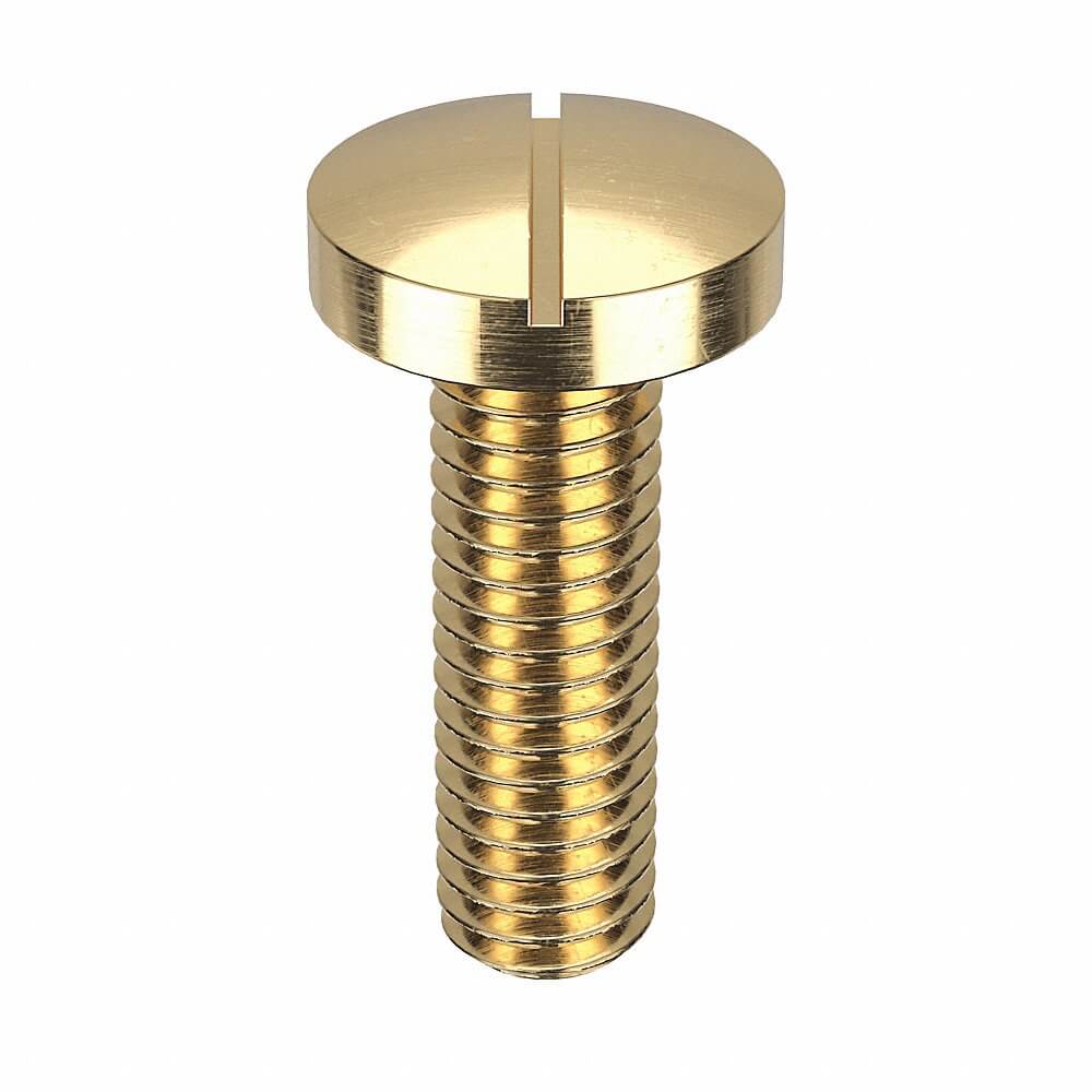 Machine Screw, M3x0.5 Thread Size, Brass, 10 mm Lg., Std, Pan, 50PK