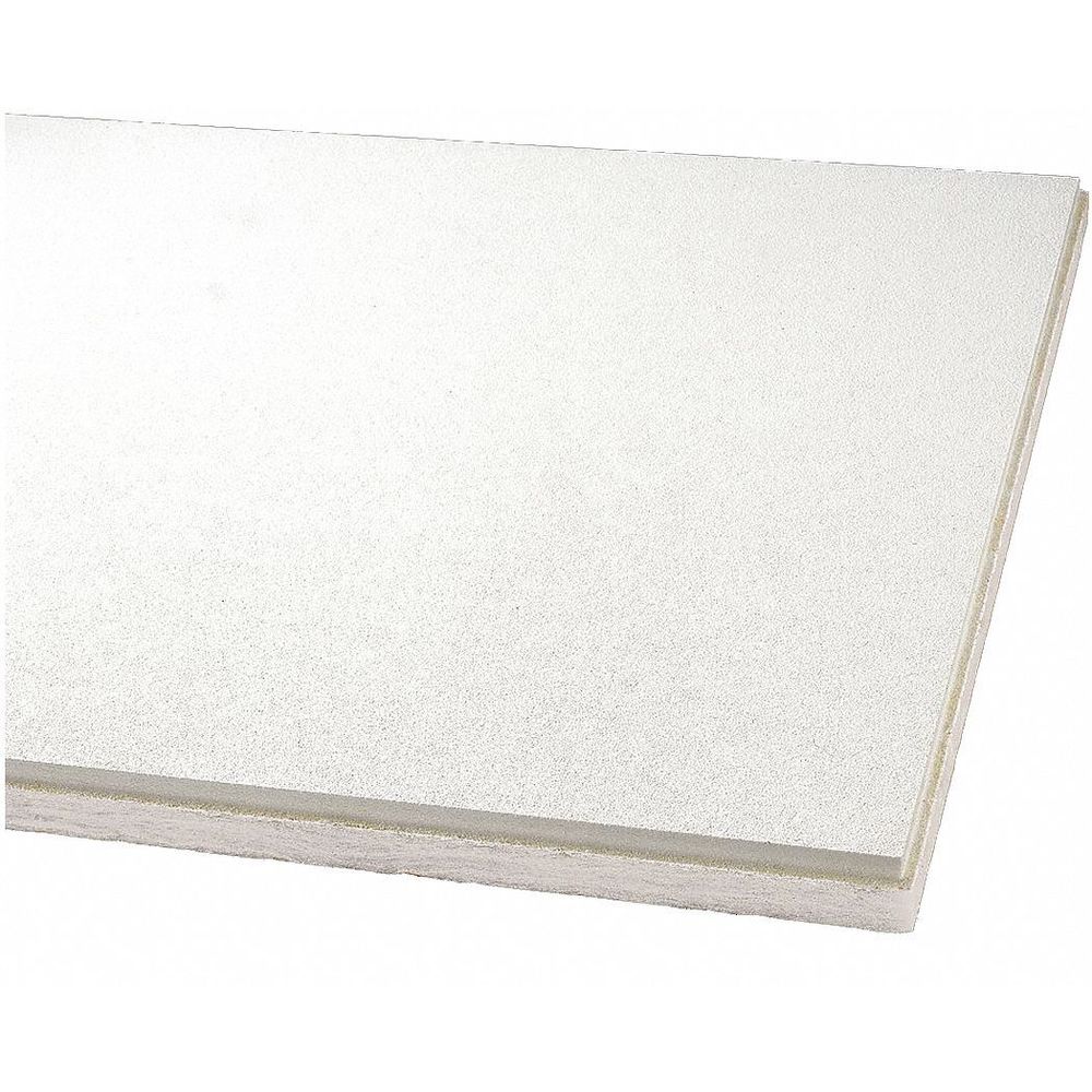 Ceiling Tile, 24 Inch W, 24 Inch L, 1 Inch Tness, Fiberglass, 12PK