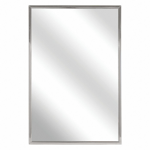 Mirror, Framed, 16 Inch Width, Glass Body, Stainless Steel Frame, 22 Inch Height