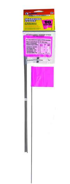 Fluorescent Marking Flag, Pink, 15 Inch Size, 10 Pieces, 12PK
