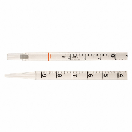 Pipette, 10 mL Capacity, Plastic, A, Sterile, Orange, 200PK