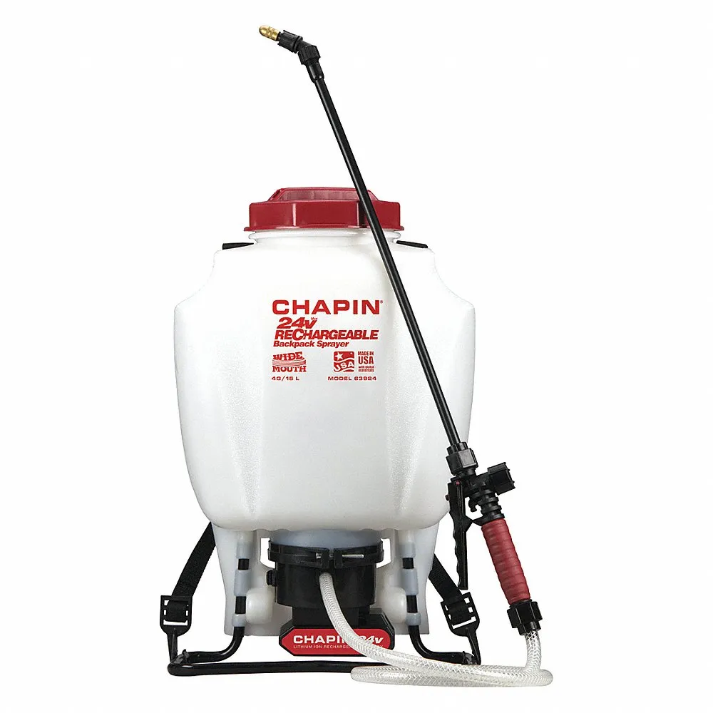Cordless Backpack Sprayer, 4 Gal. Sprayer Tank Capacity, Polyethylene, 48 Inch