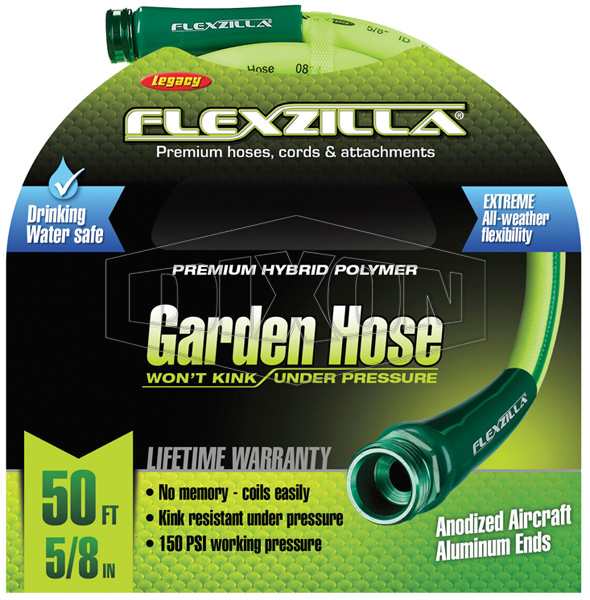 Premium Flexzilla Garden Hose, Green, Hybrid Polymer, 5/8 x 100 Ft. Size