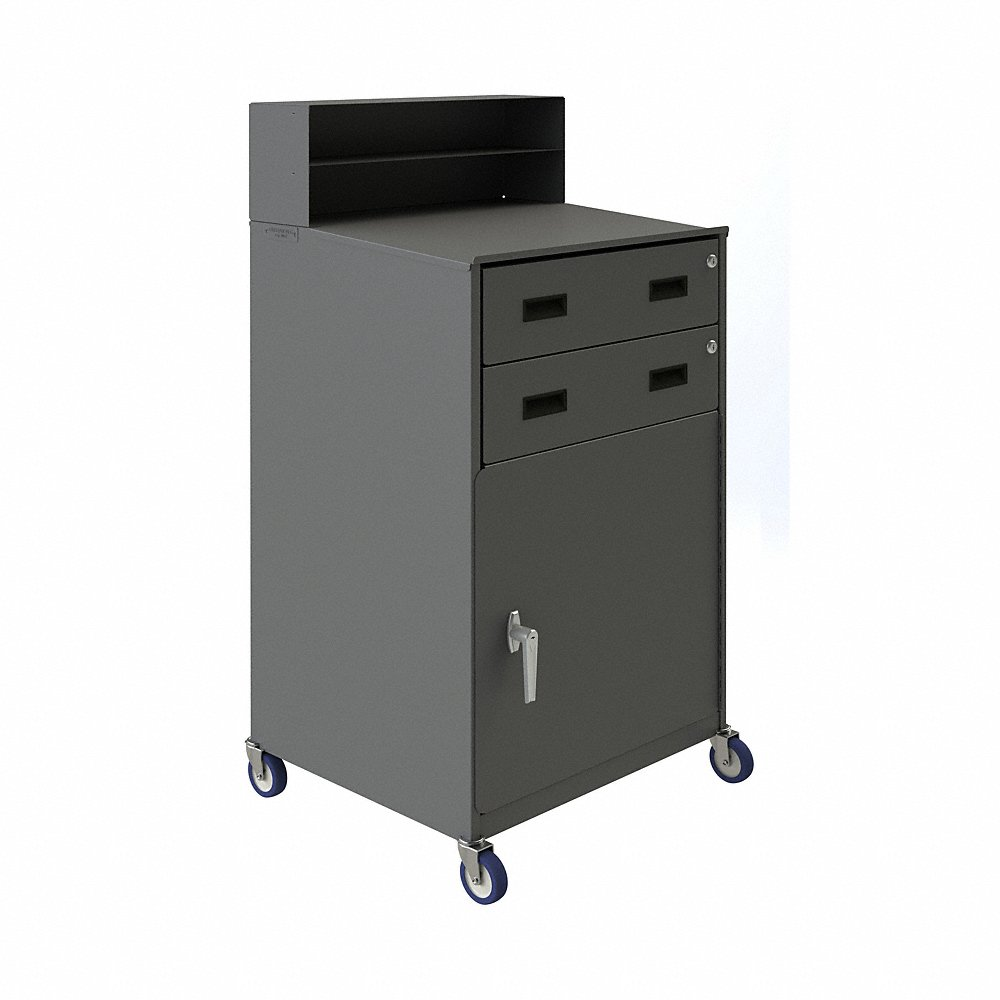 Mobile Shop Desk, 2 Drawer, 1 Shelf, Size 23 x 20-3/16 x 48 Inch