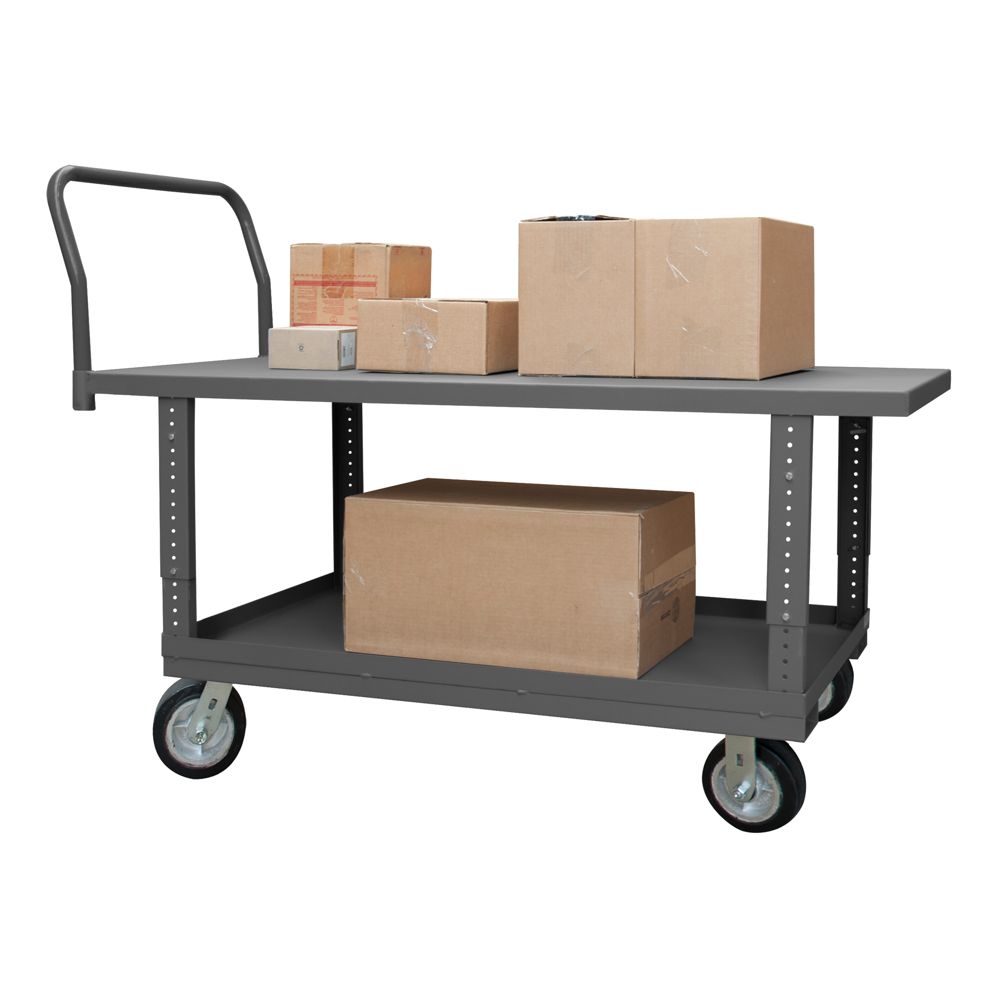 Platform Truck, Adjustable Height, Capacity 2000 Lbs, Size 24 x 48 Inch, Gray