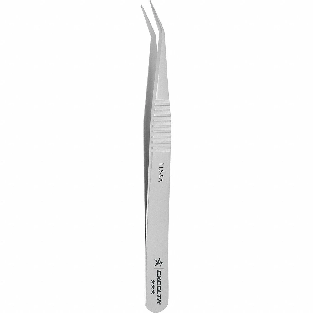 Tweezers Stainless Steel 4 1/4 L Bent Cylindrical