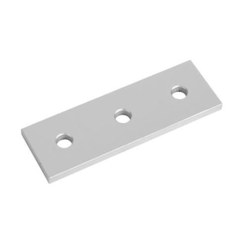 Straight Flat Plate, Silver, 3 Holes, Anodized Aluminum, Slot Size 8