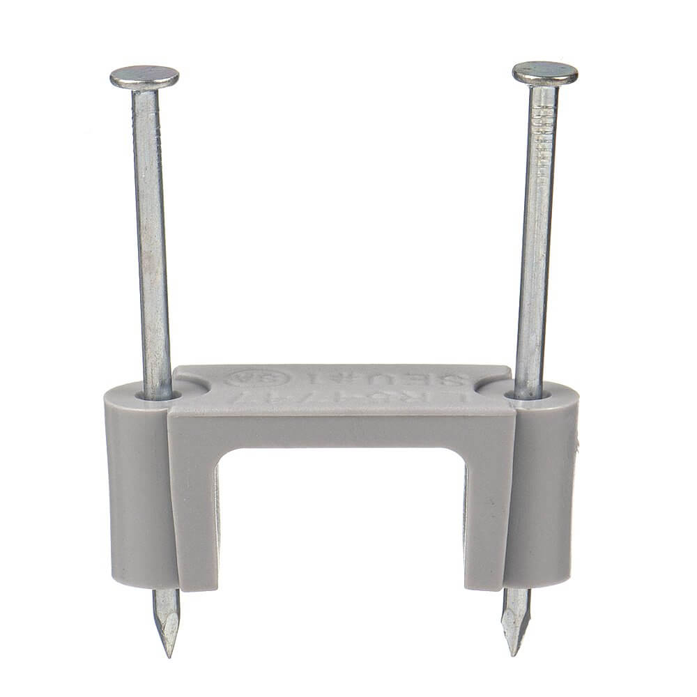 Cable Staple, Gray, 3/4 In Size, Plastic, Steel, Zn Plated, 5PK