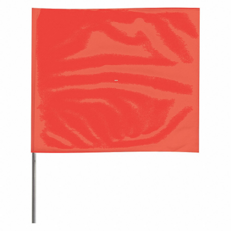 Marking Flag, 2 1/2 Inch x 3 1/2 Inch Flag Size, 36 Inch Staff Ht, Fluorescent Red, 100PK
