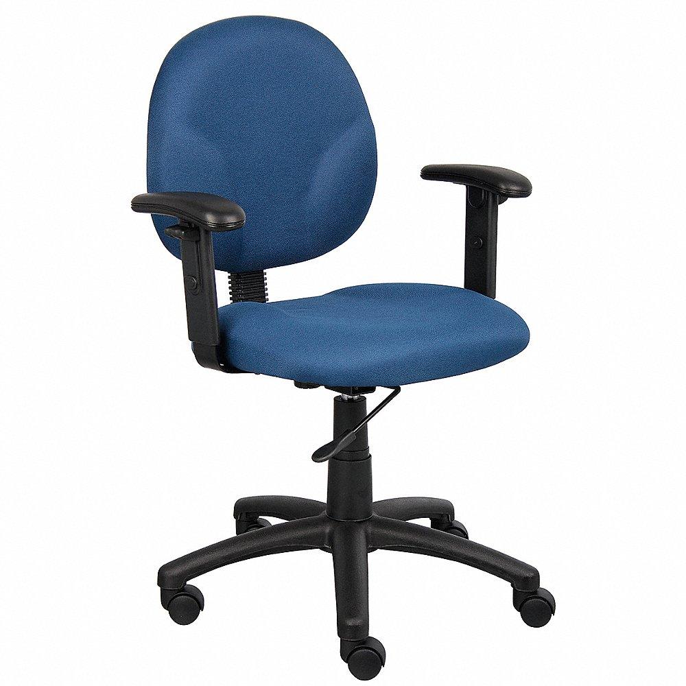 Desk Chair, Adjustable Arm, Blue, Polyester, 275 lbs. Capacity