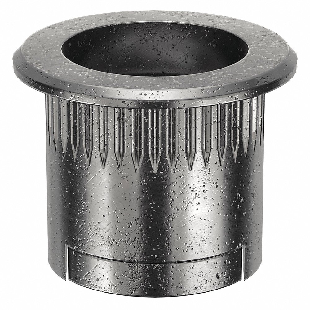 Rivet Nut, 10-32 Thread Size, Steel, 13/32 In Lg., 0.02 In To 0.1 In Grip Rng, Open, 5PK