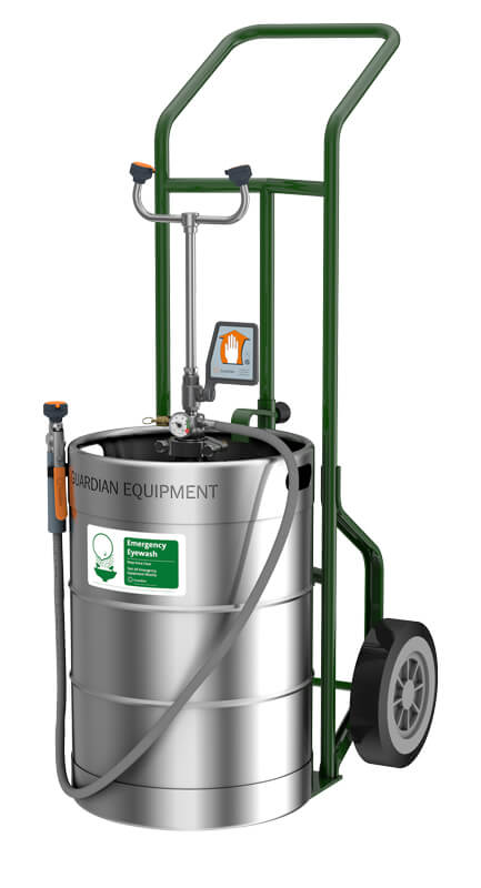 Eyewash/Drench Hose Unit, 15 Gallon, with Hand Truck