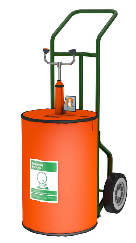 Eyewash/Drench Hose Unit, 15 Gallon, Heated, with Hand Truck