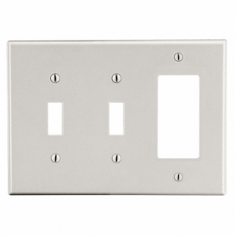 Rocker/Duplex Receptacle Wall Plate, Toggle, Plastic, Light Almond, 1 Outlet Openings