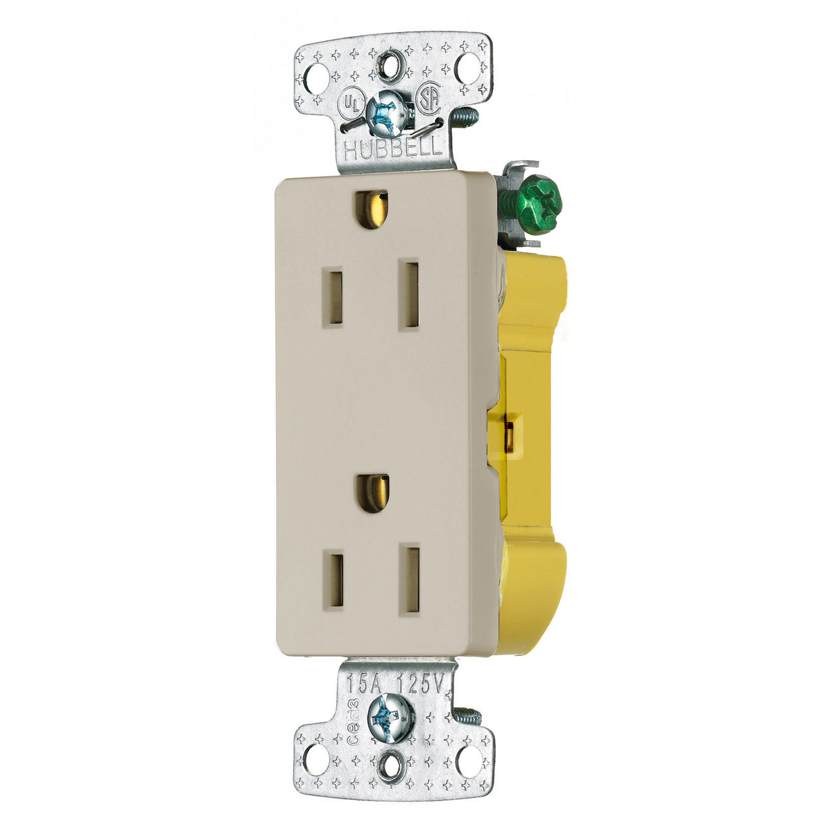 Decorator Duplex Receptacle, 15A, 125V, Almond