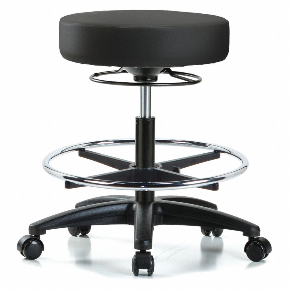 Vinyl ESD Cleanroom Stool, With 300 lbs Weight Capacity, Black