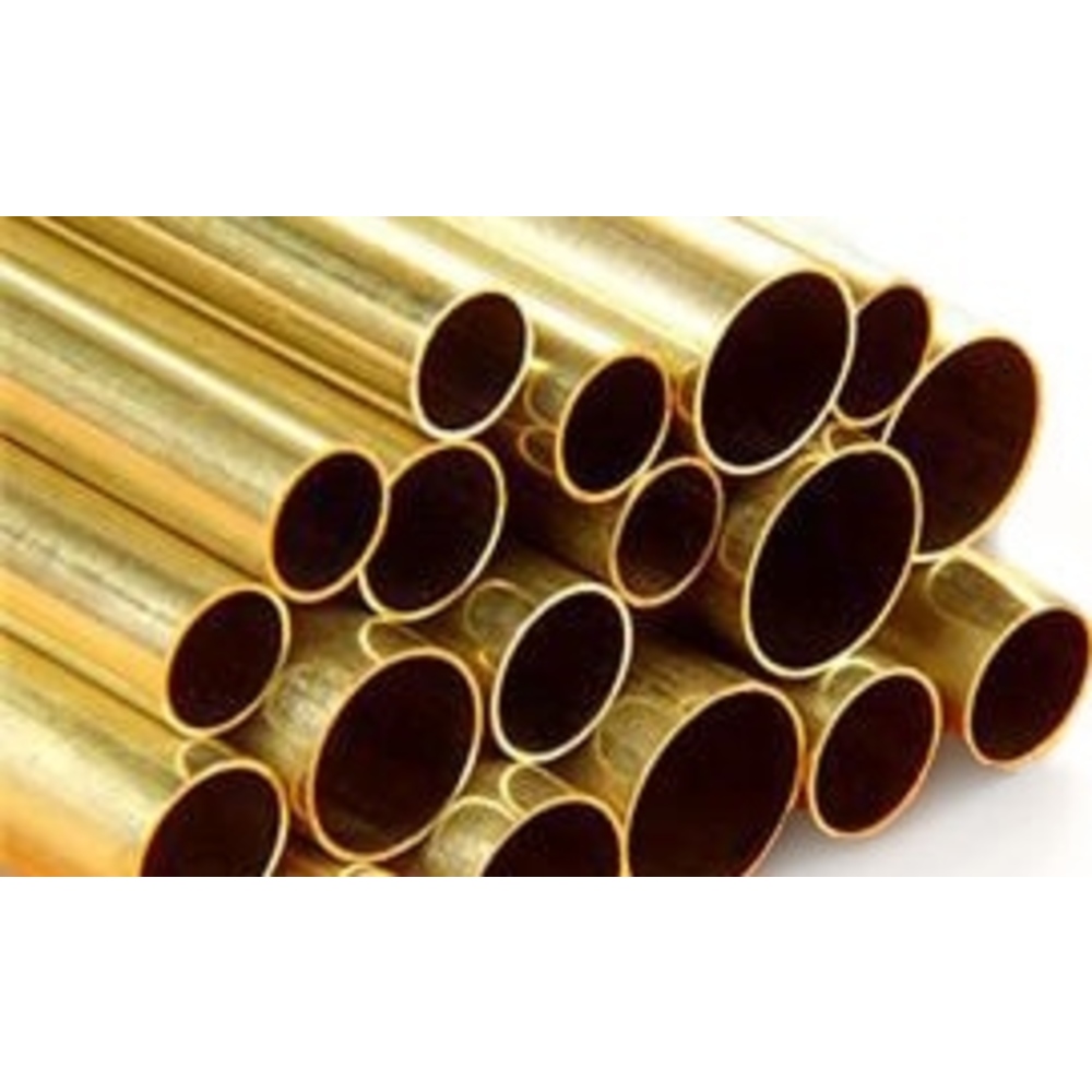 Tube, Round, 8mm Dia., 0.45mm Wall, 1m Length, Brass, 4PK