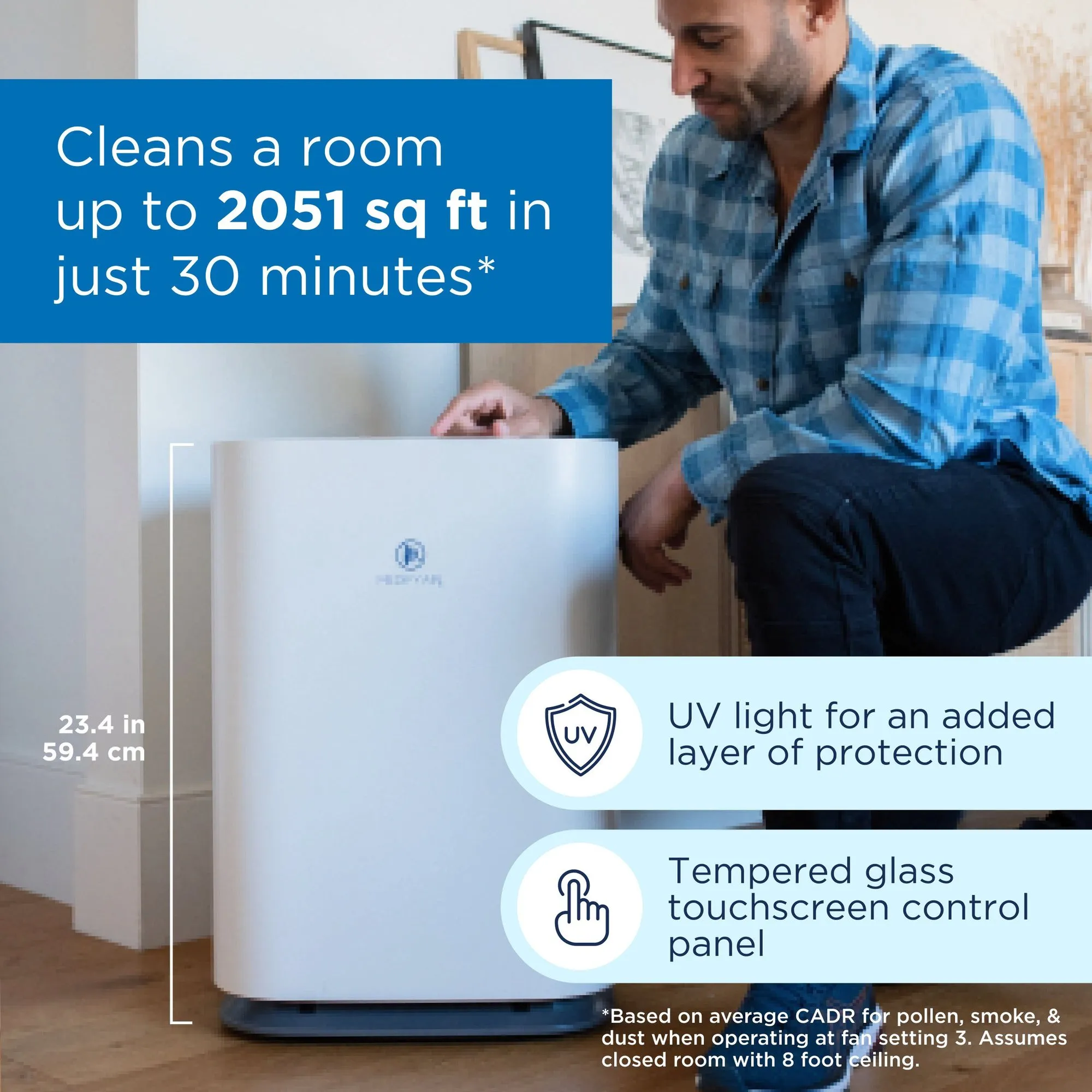 MA125 with UV H14 with True HEPA Filter 2500 sq ft Coverage White