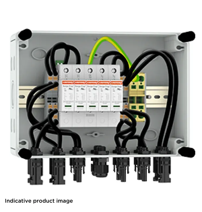 String Box, 2 MPPTs, 2 strings per MPPT With 5 Pole Type 1+2 SPD 1000V and MC4 connectors