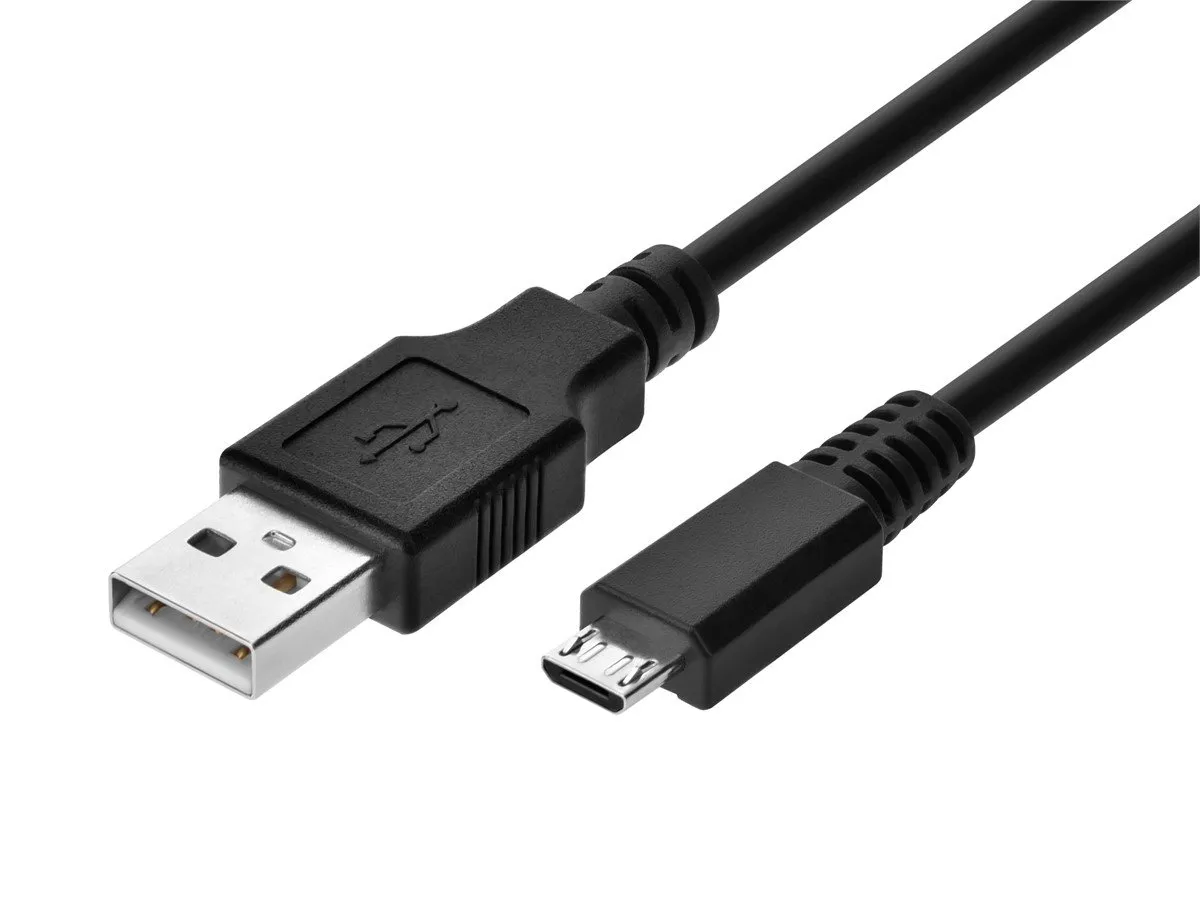 USB Cable, 2.0, 3 ft Cable Length, Black, A Male to 5 Pin B Micro Male