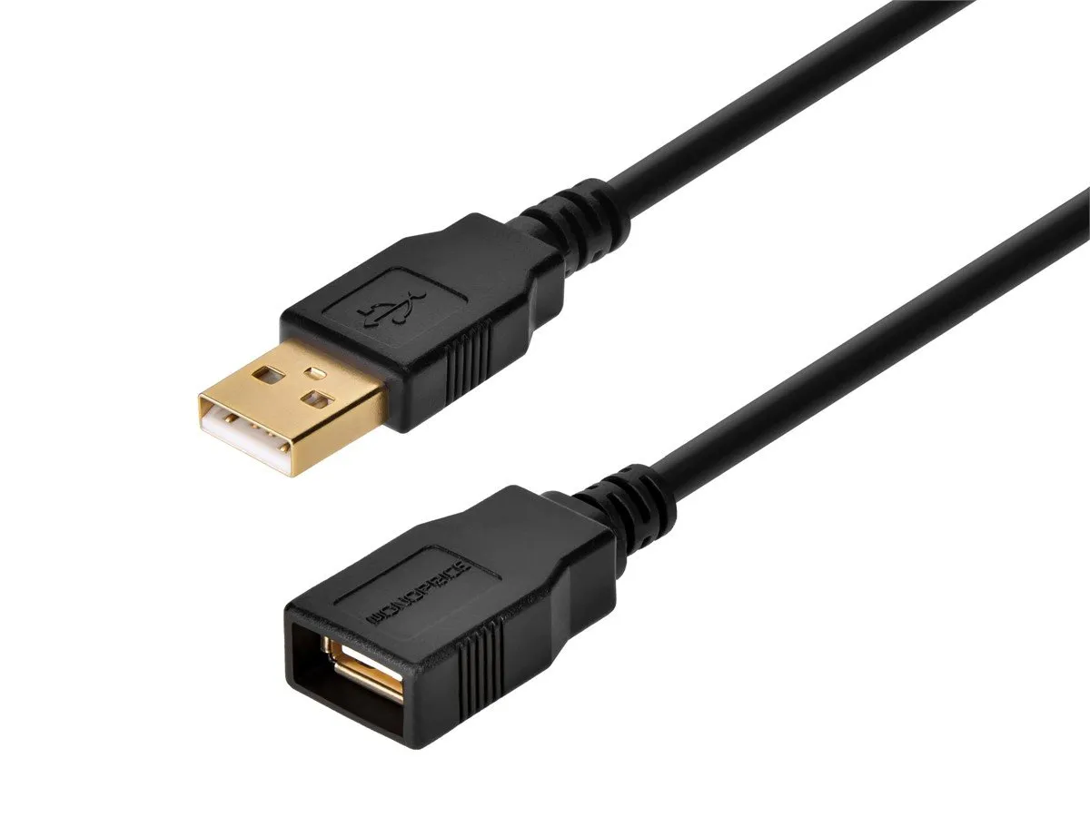 Extension USB Cable, 1 1/2 ft Cable Length, Black, A Male to A Female