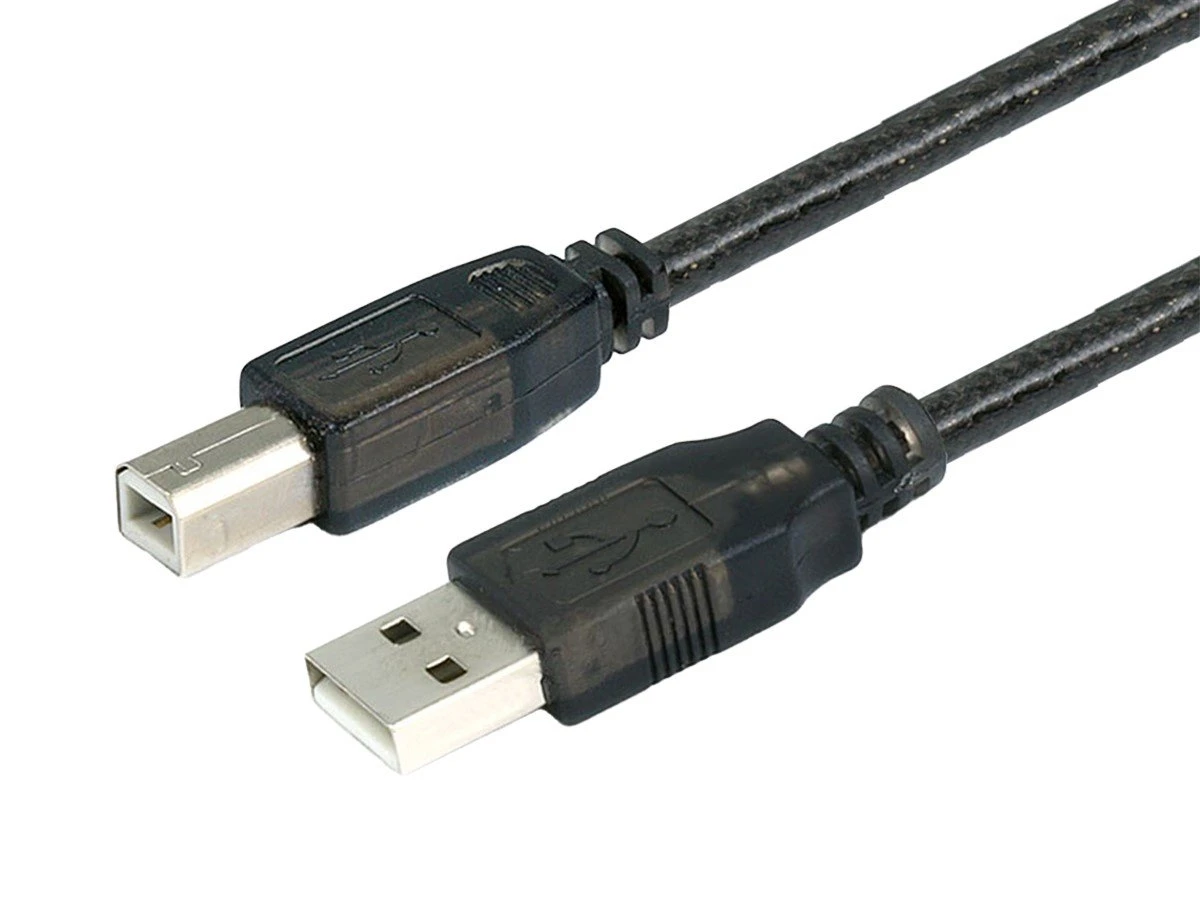 USB Cable, 2.0, 49 ft Cable Length, Black, A Male to B Male