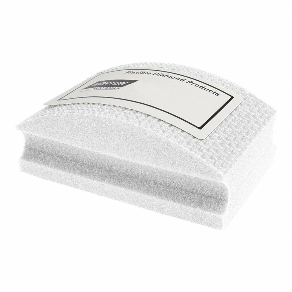 Diamond Hand Pad, 55 mm X 90 mm, Diamond, Ultra Fine, 800 Grit, White, Quadroflex