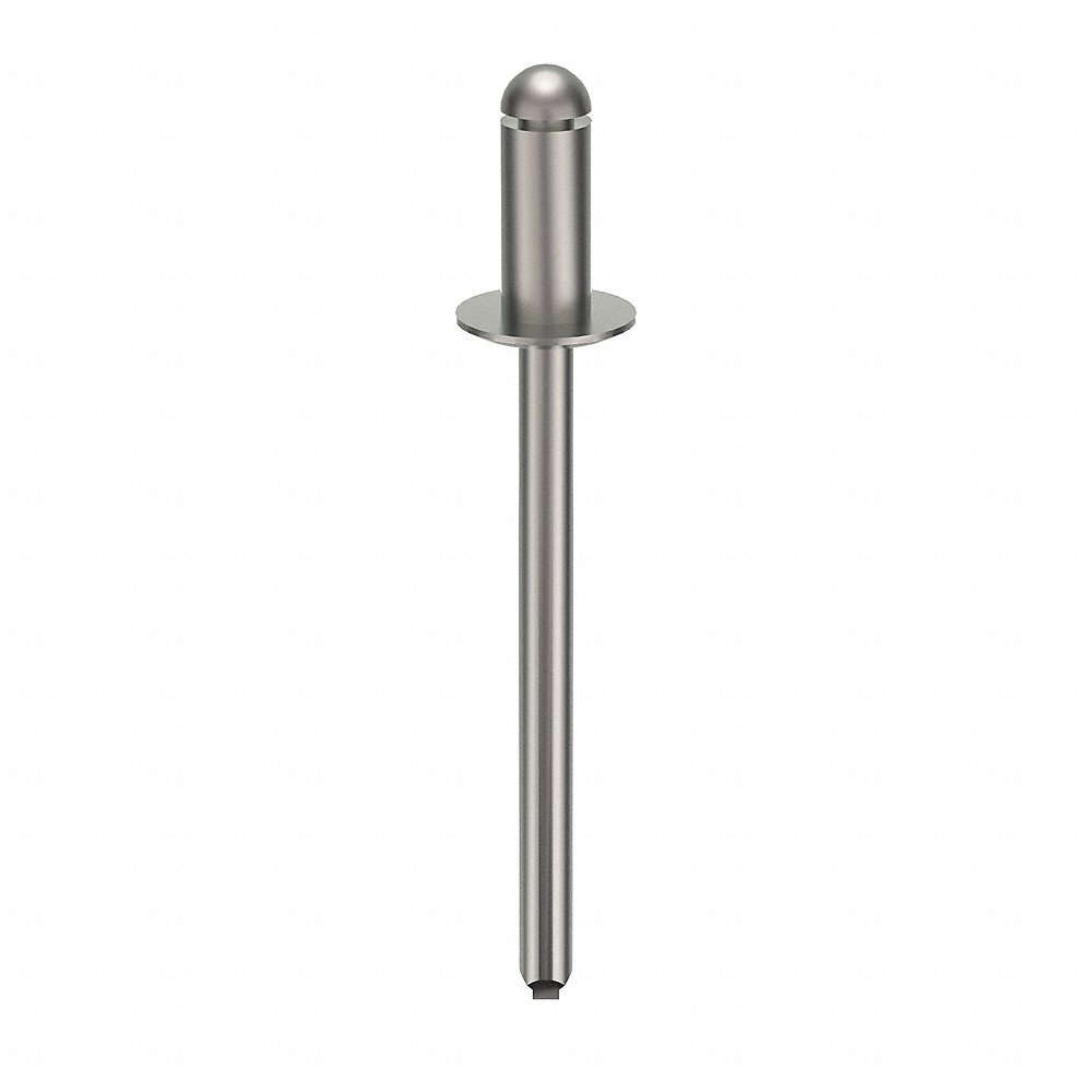 Blind Rivet, 5/32 In Rivet Dia., SS, 0.338 In Rivet Lg., 0.043 In Head Ht., 500PK