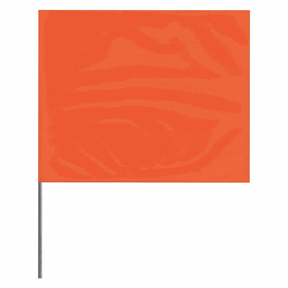 Marking Flag, 2 1/2 Inch x 3 1/2 Inch Flag Size, 21 Inch Staff Ht, Orange, Blank, 100PK