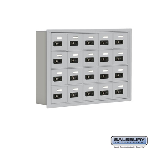 Cell Phone Storage Locker, 35.75 x 24.25 x 5.75 Inch Size, 4 Door High, Aluminium