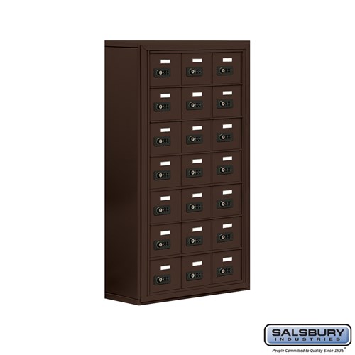Cell Phone Storage Locker, 24 x 42 x 9.25 Inch Size, 7 Door High, Bronze