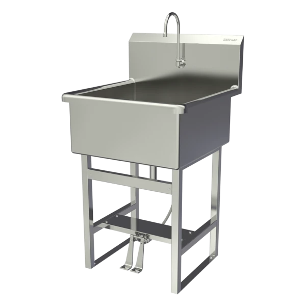 Sink Bowl, 0.5 Gpm Flow Rate, Double Foot Pedal Valve, 27 Inch Length