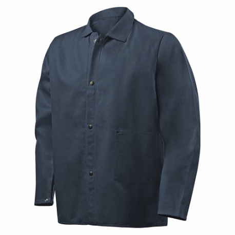 Welding Jacket, 30 Inch, 5XL, Weldlite Navy Blue 9 Oz, FR Cotton