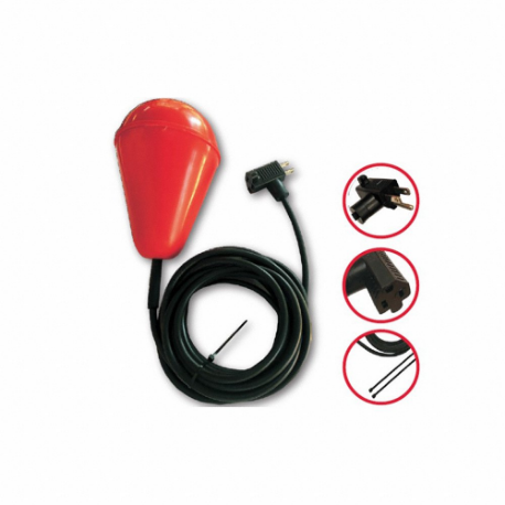 Heavy Duty Float Switch, 110 VAC, 10 ft Cord Length, 13.3 A, 45 Deg Above Horizontal