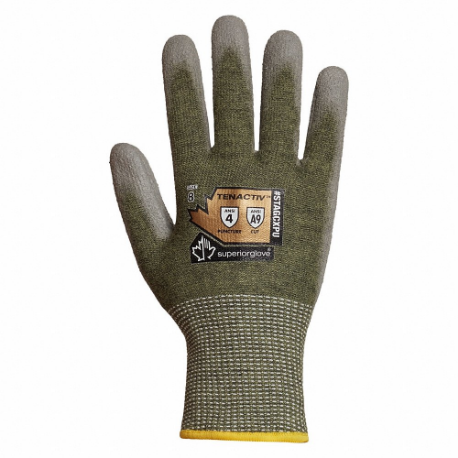 SUPERIOR GLOVE STAGCXPU-7 Knit Gloves, Size S, ANSI Cut Level A9, Palm, Dipped, Polyurethane, Smooth, 1 Pair | CU4WPT