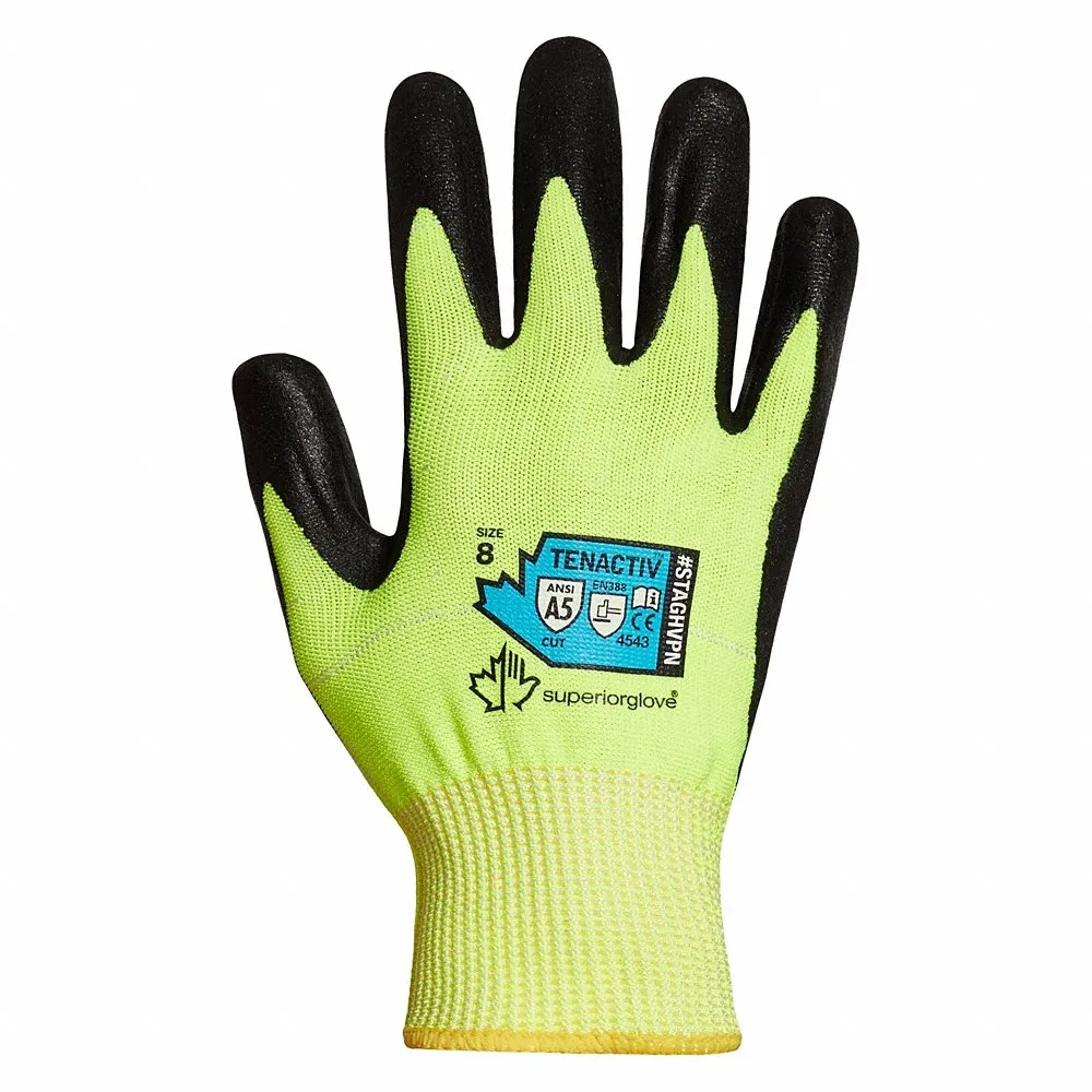 SUPERIOR GLOVE STAGHVPN12 Knit Gloves, 3XL12 ), ANSI Cut Level A5, Palm, Dipped, Microporous Nitrile, PR | CU4WRP