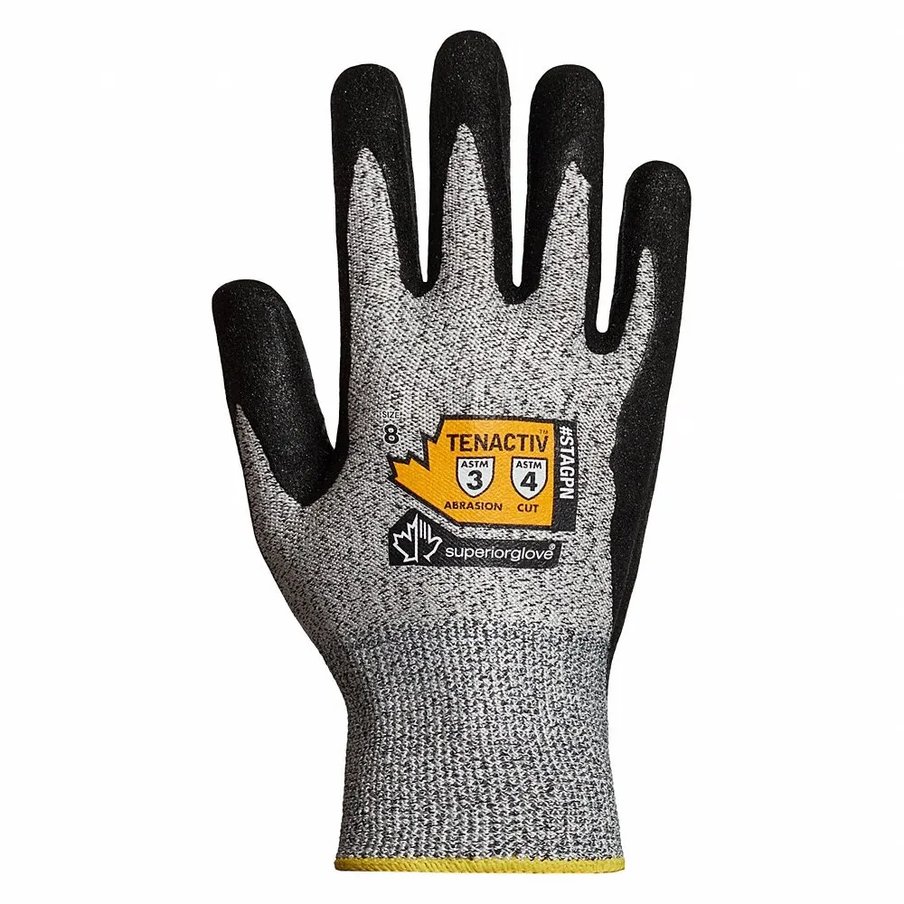 SUPERIOR GLOVE STAGPN-11 Cut-Resistant Gloves, Ansi Cut Level A5, Palm, Nitrile, Hppe, Smooth, 1 Pr | CU4WEP