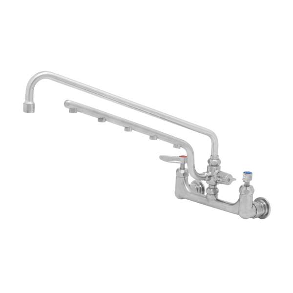 Mixing Faucet, Wall Mount, SS, 8 Inch,SS 18 Inch Swing Nozzle, 16 Inch 1.5 gpm Sprayer Arm