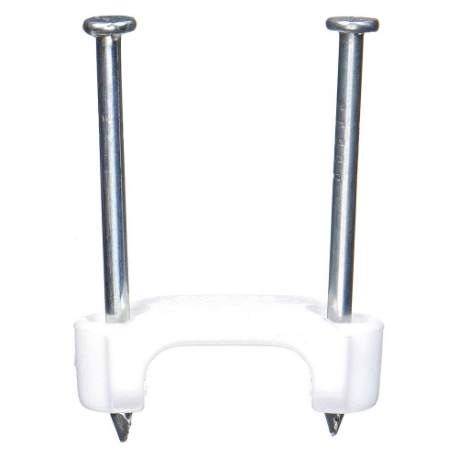Cable Staple, White, 1/2 In Size, Plastic, Romex, UF And Other NM Cable, 50PK