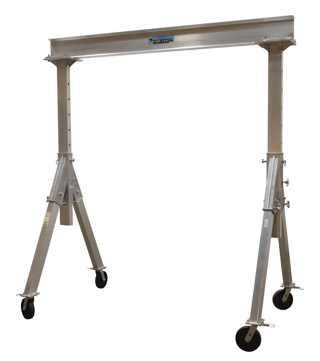 Aluminium Adjustable Height Gantry Crane with Phenolic Caster, 8 x 10 ft, 4000 lb Capacity, Silver