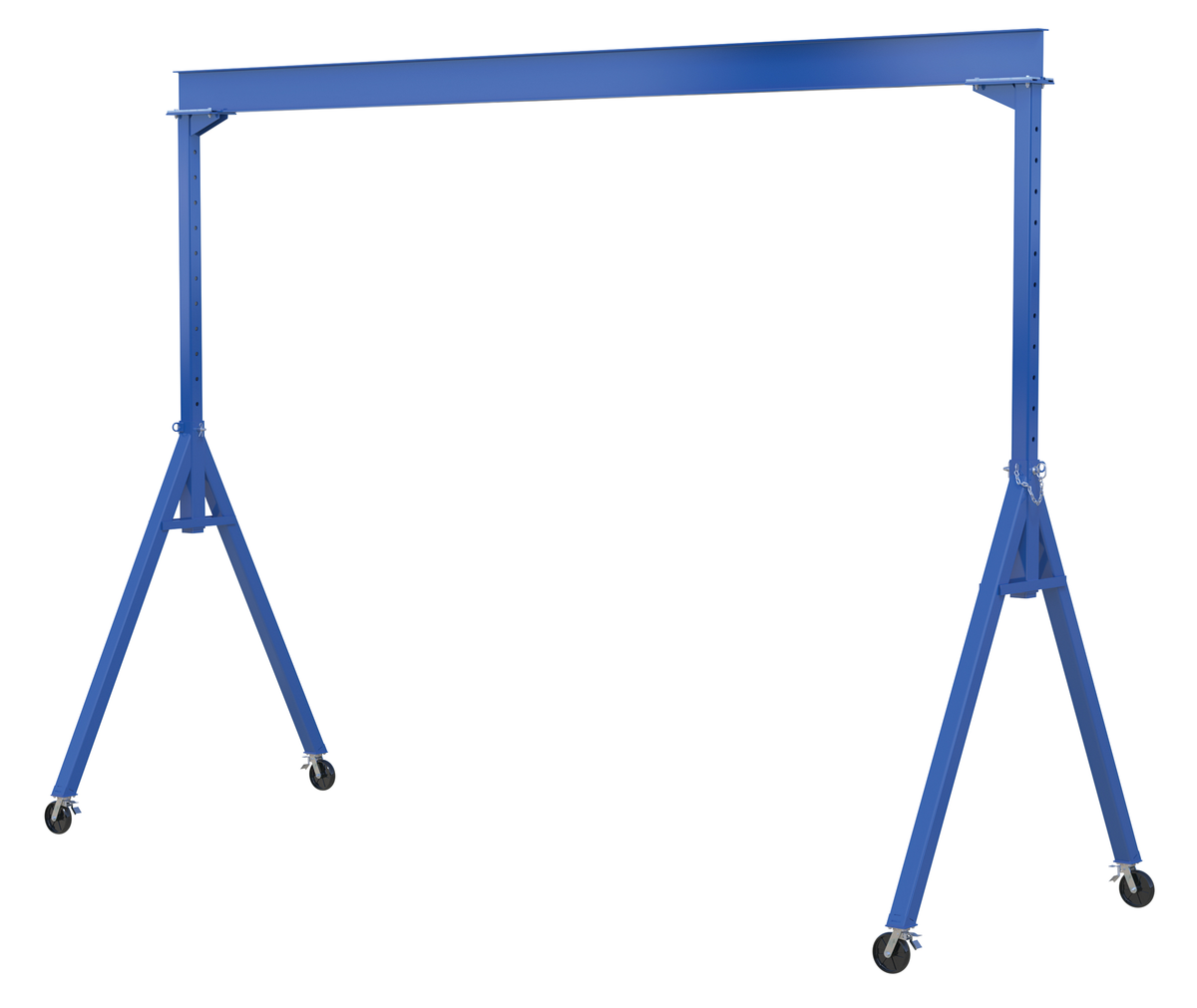 Steel Adjustable Height Gantry Crane with Total Locking Phenolic Caster, 10 x 12 ft, 4000 lb Capacity, Blue