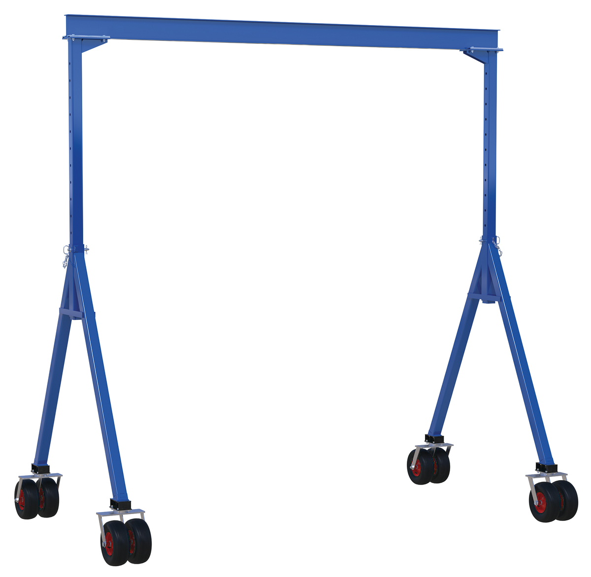 Steel Adjustable Height Gantry Crane with Pneumatic Rubber Caster, 20 x 16 ft, 4000 lb Capacity, Blue