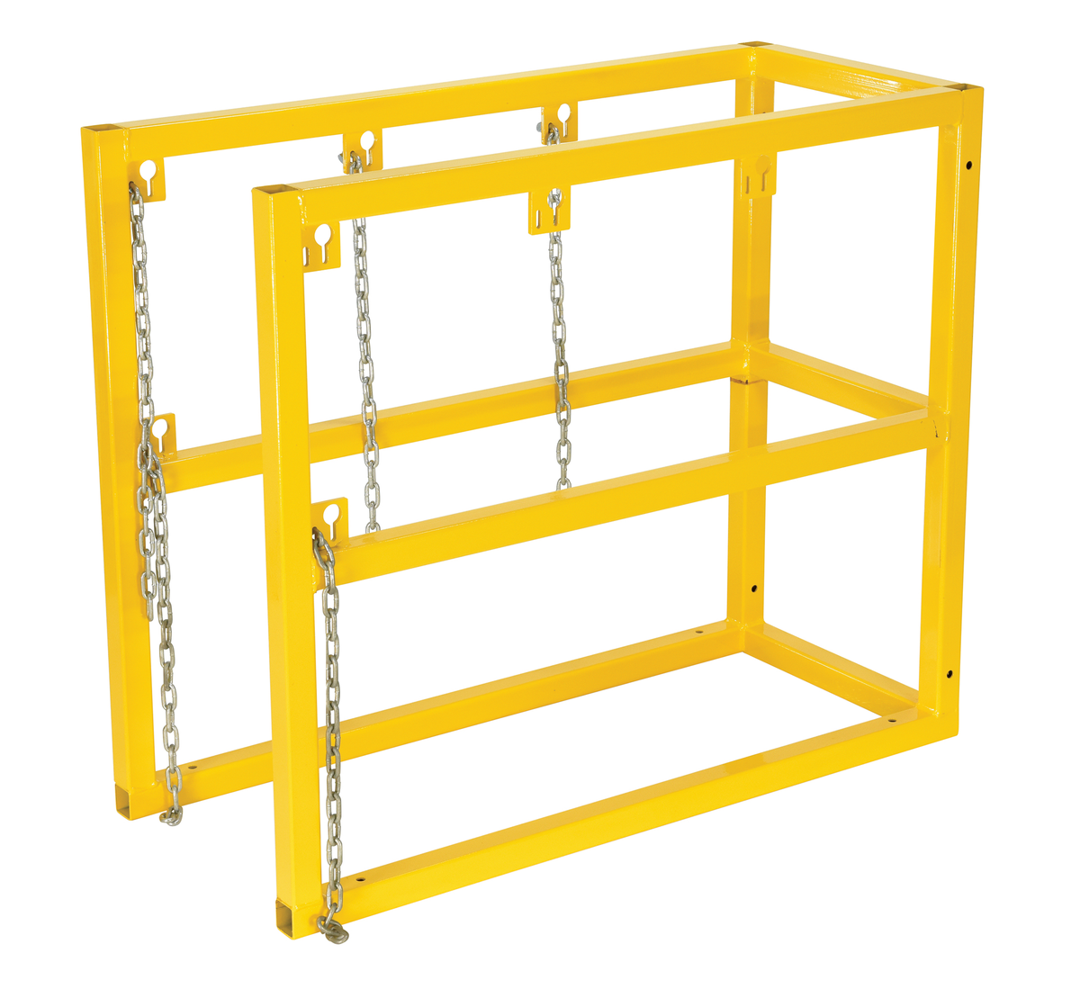 Steel Cylinder Barricade Rack 37-1/2 x 16-1/2 x 32 Inch 3 Cylinder Capacity, Yellow