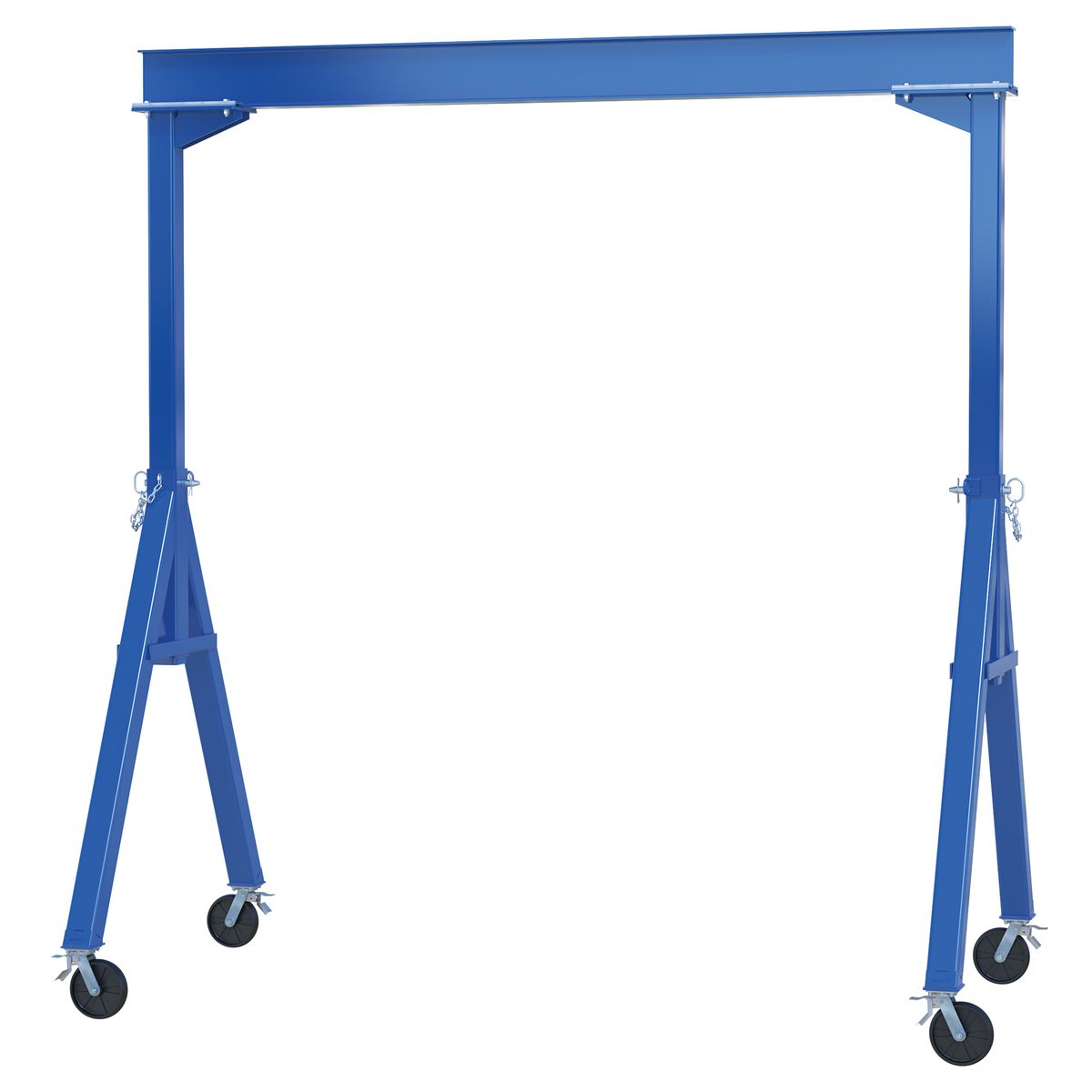 Steel Fixed Gantry Crane with Total Locking Glass Filled Nylon Caster, 20 ft, 2000 lb Capacity, Blue
